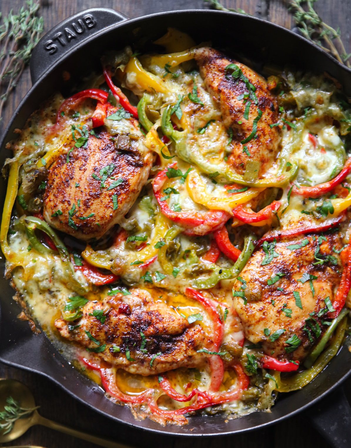 Fajita Chicken Bake with Bell Peppers and Pepper Jack Cheese
