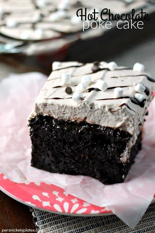 Marshmallow Chocolate Poke Cake