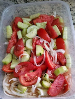 Tomato, cucumber and onion salad