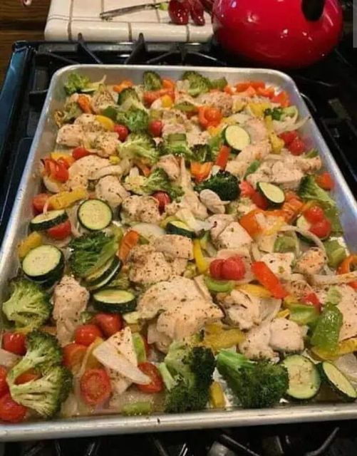 15 minute Healthy Roasted Chicken and Veggies