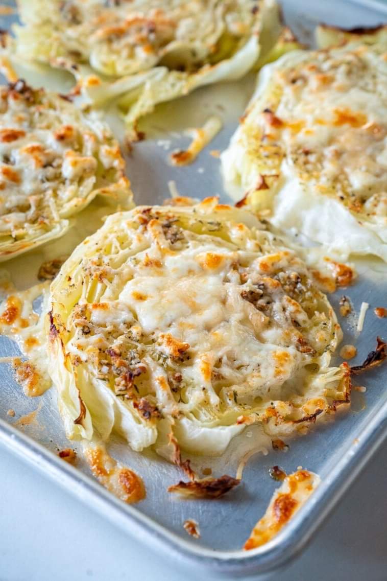 Cheesy Baked Cabbage Steaks