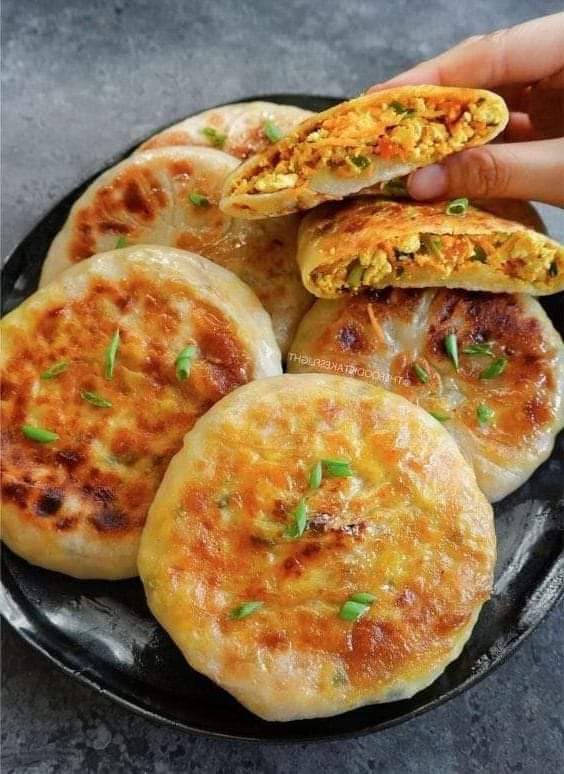 Savory Stuffed Breakfast Pancakes in the Chinese Style