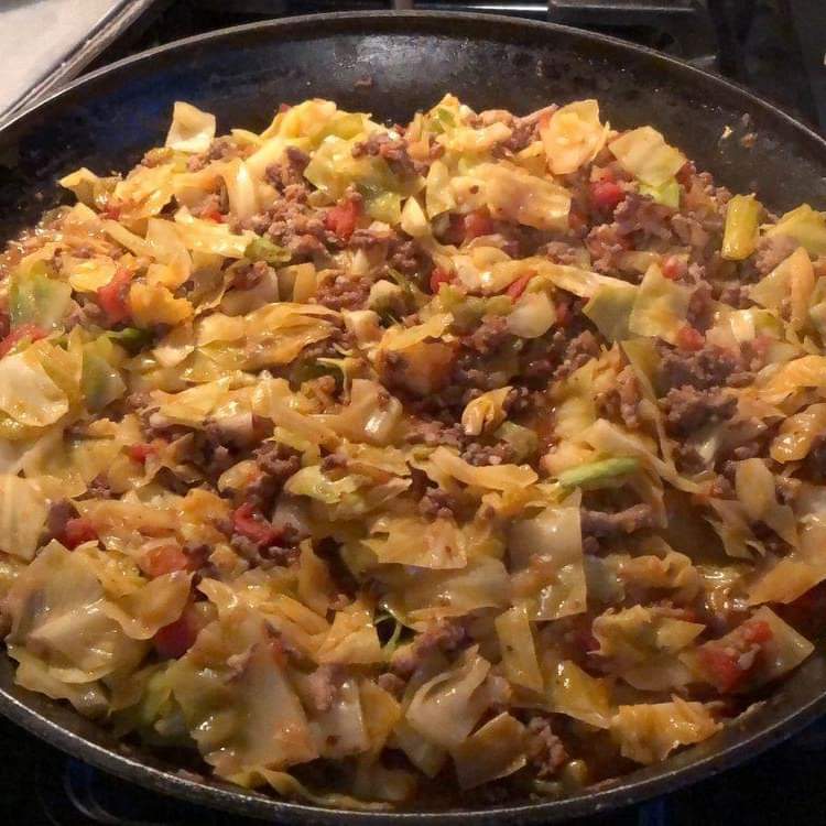 Ground Beef and Chopped Cabbage