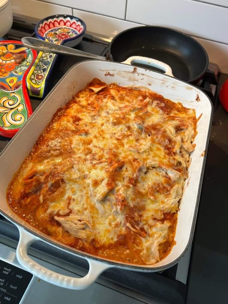 Easy Cheesy Chicken Enchilada Casserole