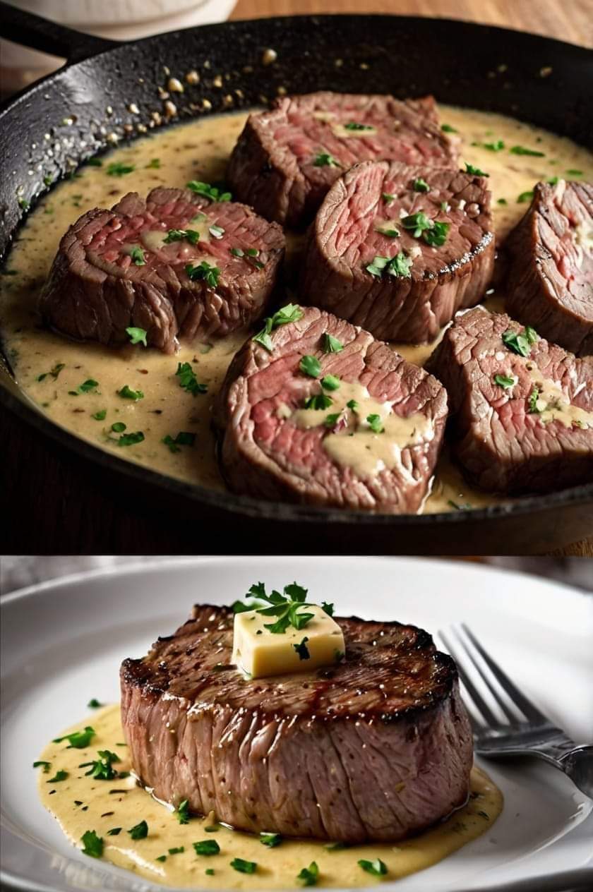 Filet Mignon with Creamy Parmesan Mustard Sauce