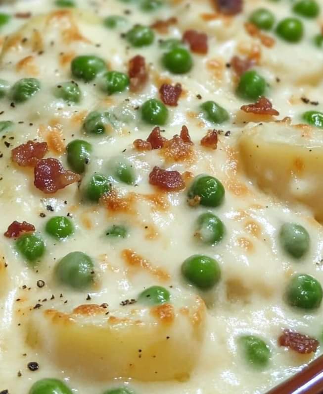 Peas and Potatoes in Creamy Sauce