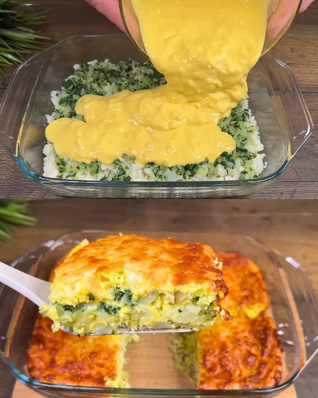 Frittata with Cauliflower, Spinach, and Sauce