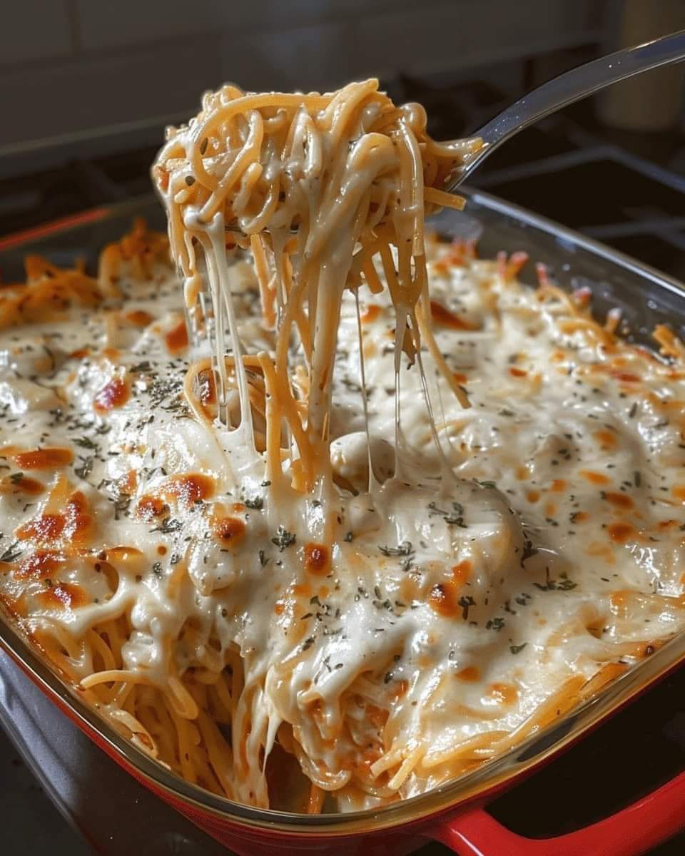 Cheesy Baked Spaghetti Recipe