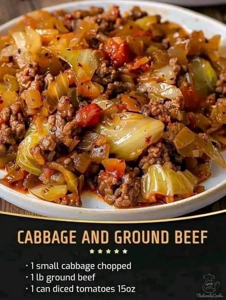 Cabbage and Ground Beef Ingredients