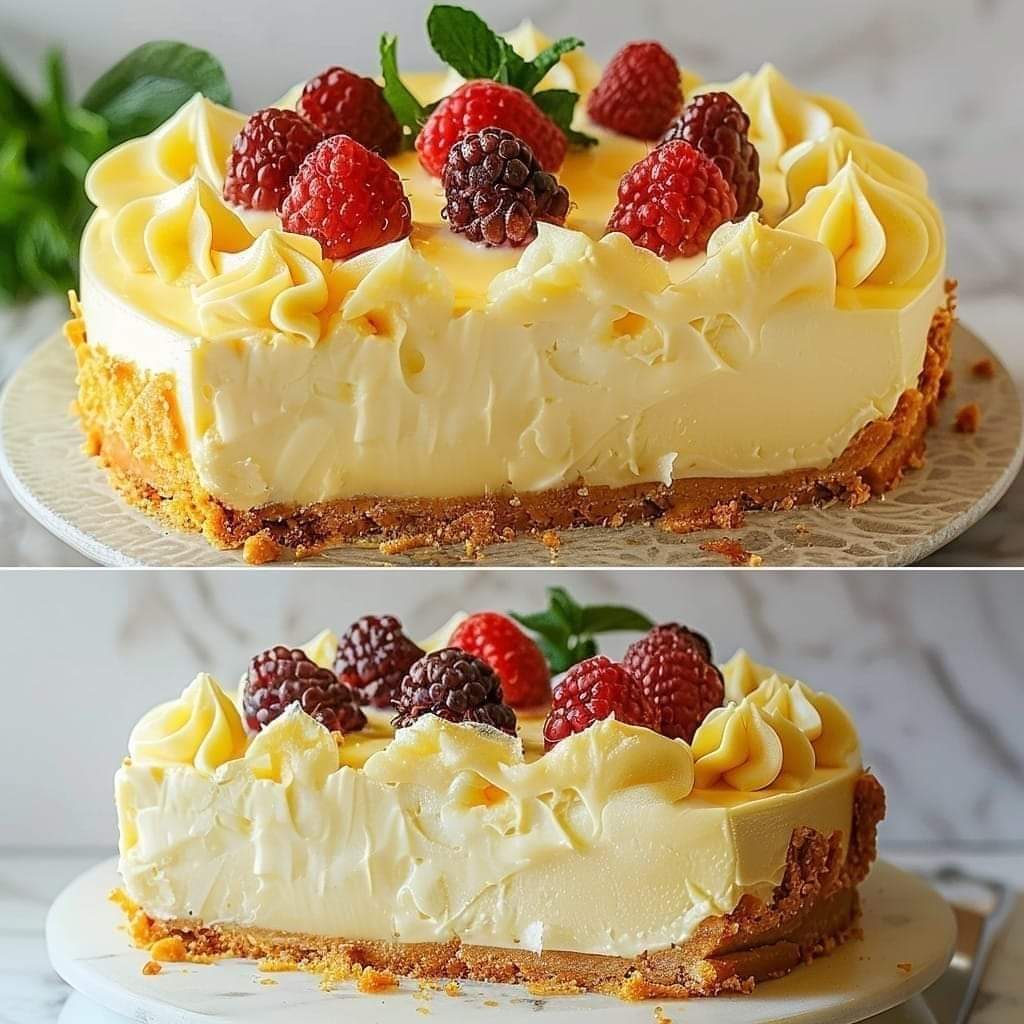 Fancy Cake with White Chocolate and Raspberry Flavor”