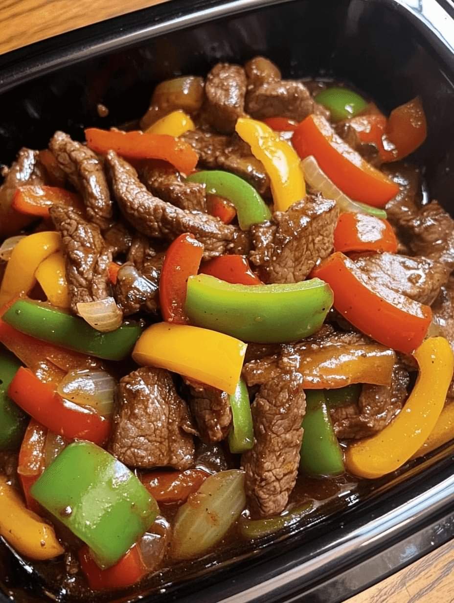 SLOW COOKER PEPPER STEAK