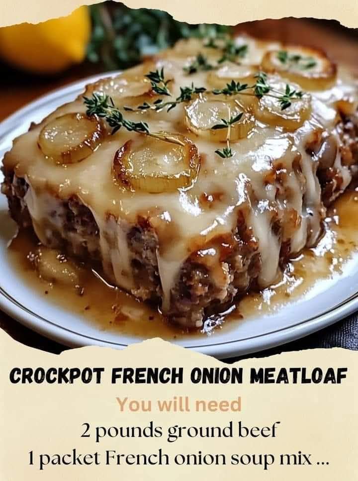 Crockpot French Onion Meatloaf with Melted Swiss Cheese – Home Recipes